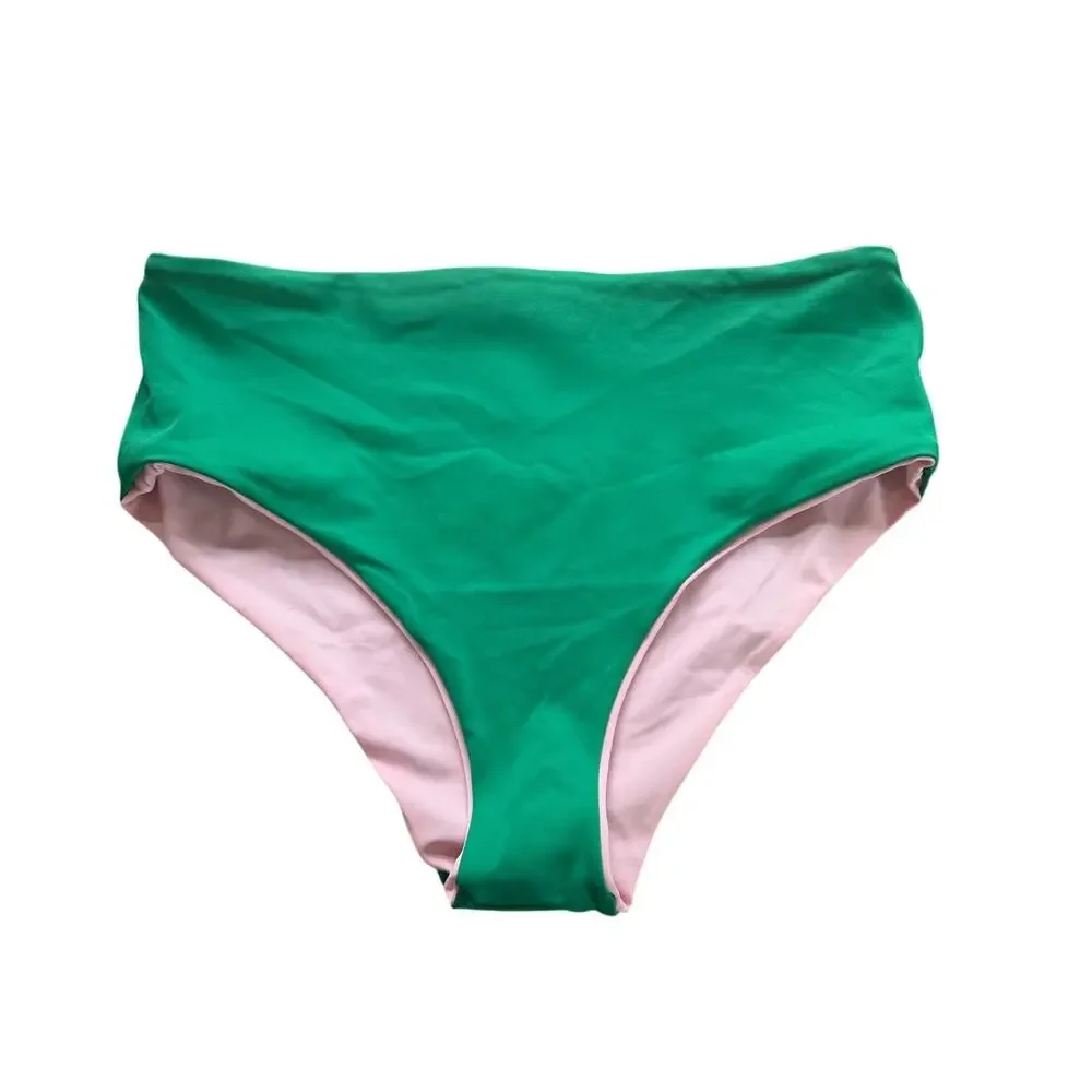 Agua Bendita Alicia Reversible Bikini Bottom Size 2XL Green Pink